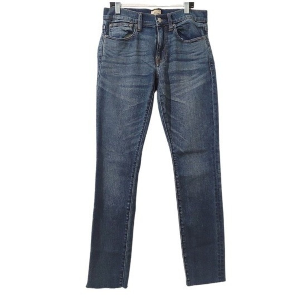 J.Crew Mens Denim‎ Jeans Size 29x32 Raw Hem Stretch Slim Fit Dark Wash